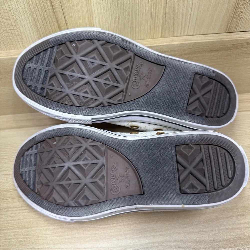Converse Chuck Taylor AS Street Slip On Gold Star  White Gold Junior‎ Sz 13 Kids